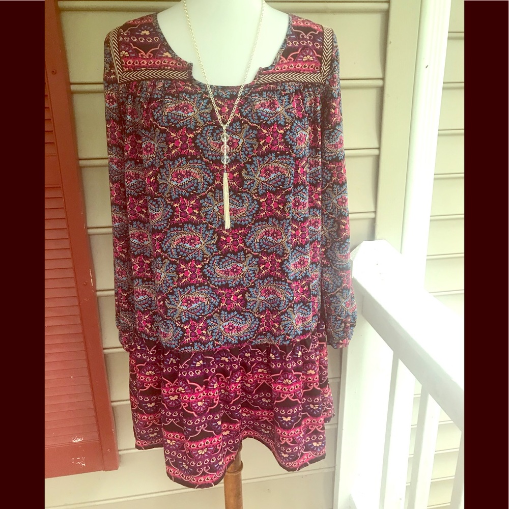 One Clothing  Boho Multi Print Dress XS FREE SHIP